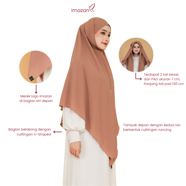 IMAZAN Khimar Segitiga Bandana Syari French Square Hijab Bandana Instan Praktis Chamomile Moist Premium Sakina Series