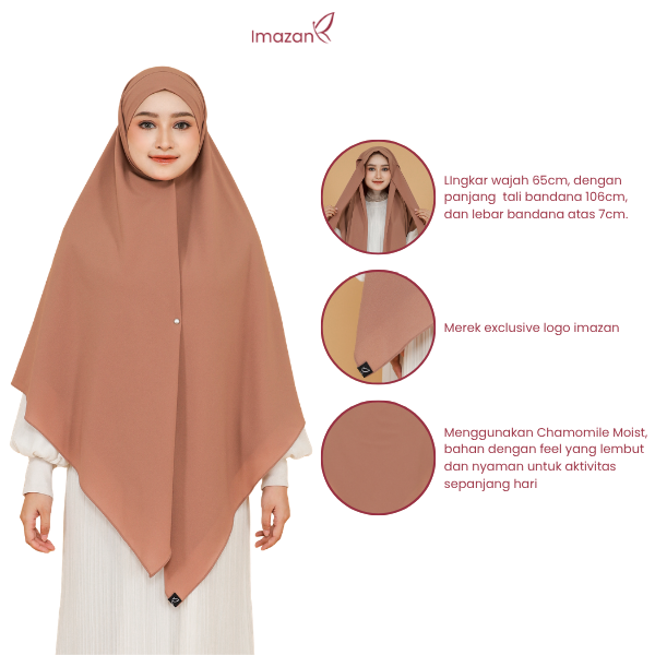 IMAZAN Khimar Segitiga Bandana Syari French Square Hijab Bandana Instan Praktis Chamomile Moist Premium Sakina Series
