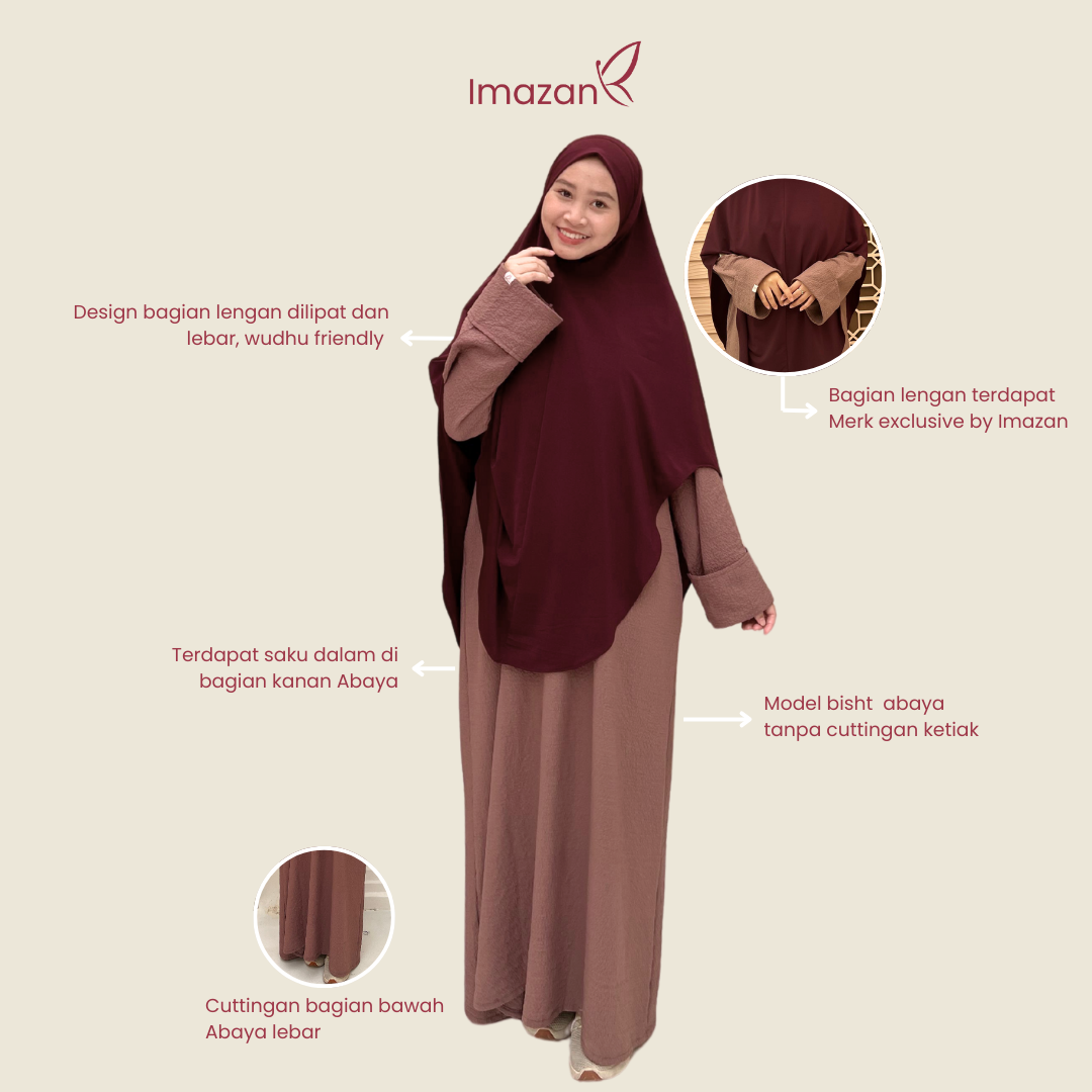 IMAZAN Gamis Abaya Rhode Viscose Cey Cutting Flowly Anggun Adem Marwa Series Baju Muslim Simpel