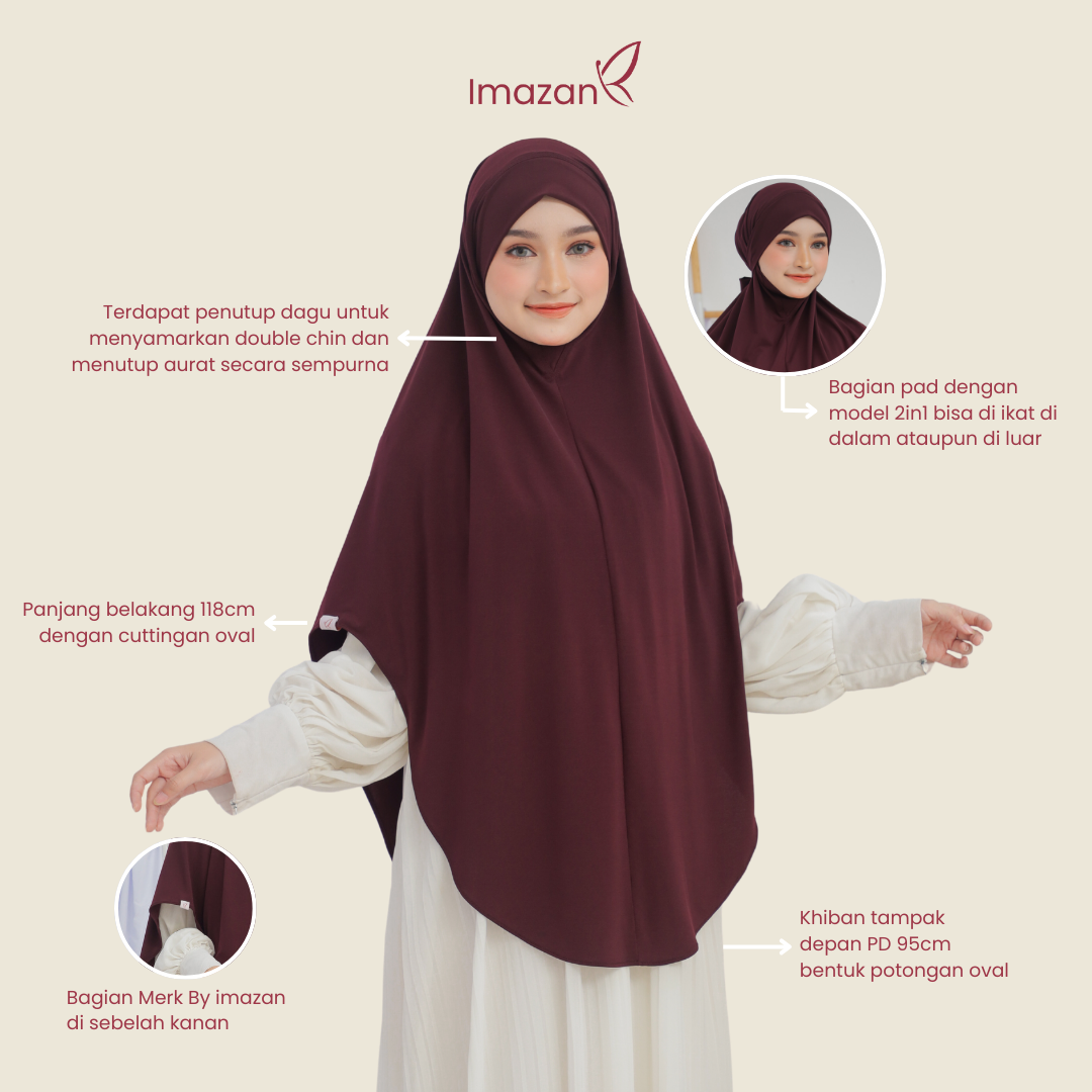 IMAZAN Khimar Bandana Syar’i Jersey Korea Premium Khiban Malay Hijab Kekinian Sayla Series