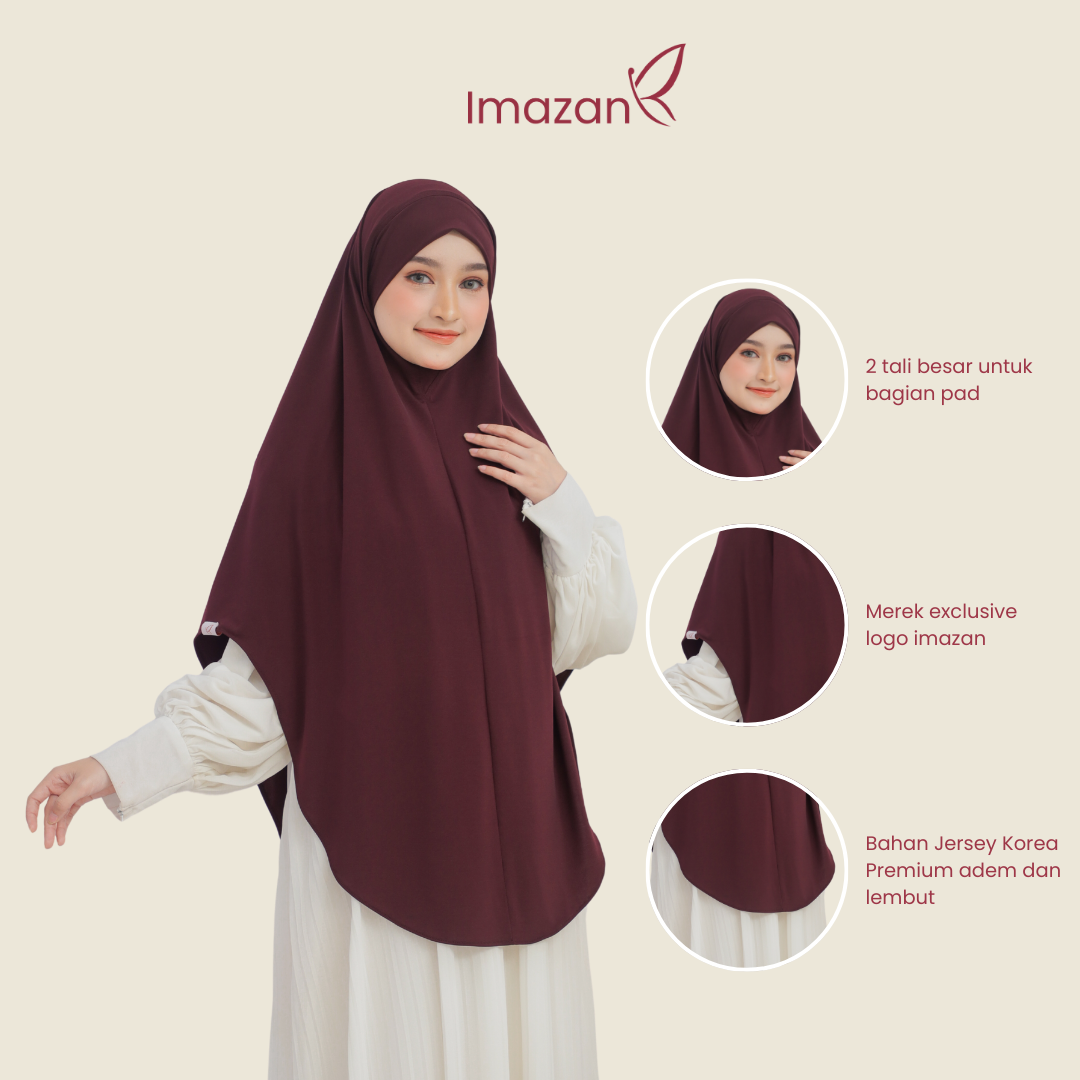 IMAZAN Khimar Bandana Syar’i Jersey Korea Premium Khiban Malay Hijab Kekinian Sayla Series