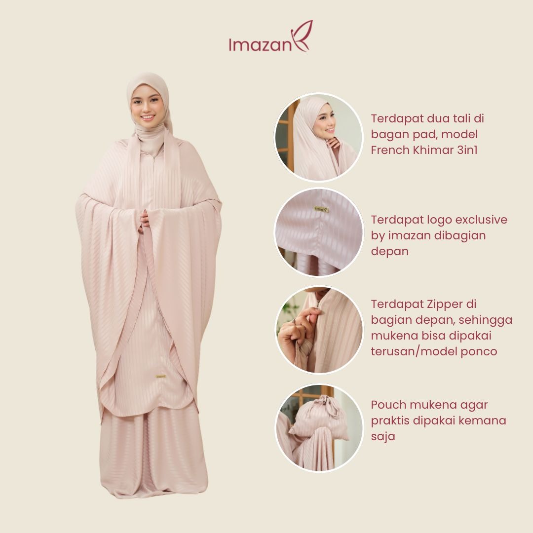 IMAZAN Mukena Stripe Silk Premium Shafiya Series Prayer Set