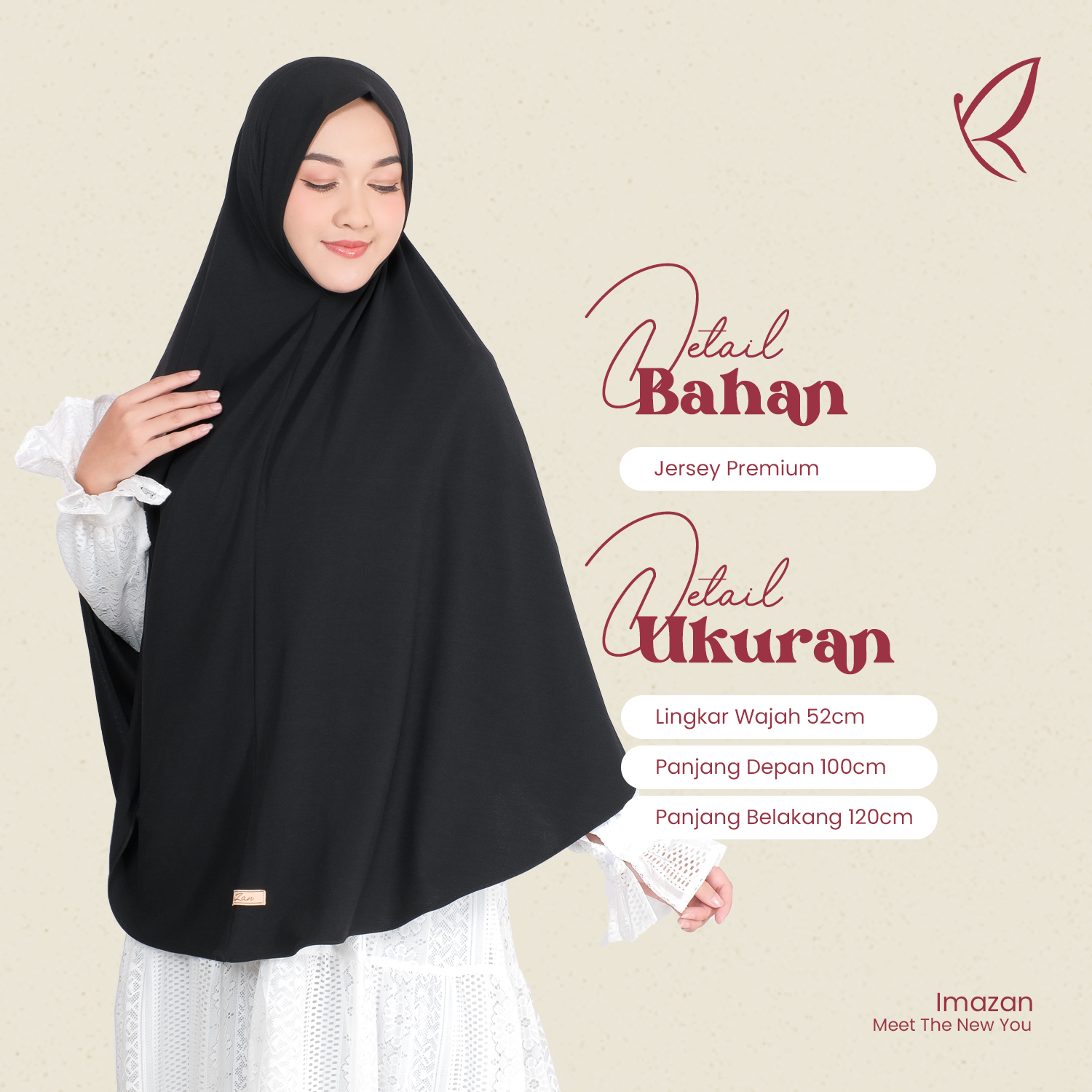 IMAZAN Hijab Dagu Malaysia Jumbo Jersey Ayra Series