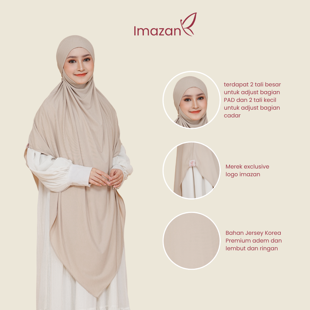 IMAZAN French Khimar Jumbo Hijab Instan Syari Jersey Korea 4 in 1 Bisa Cadar Shaima Series Umroh