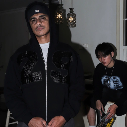 BOXY HOODIE NETASEEC - 29CLUB BLACK ON BLACK