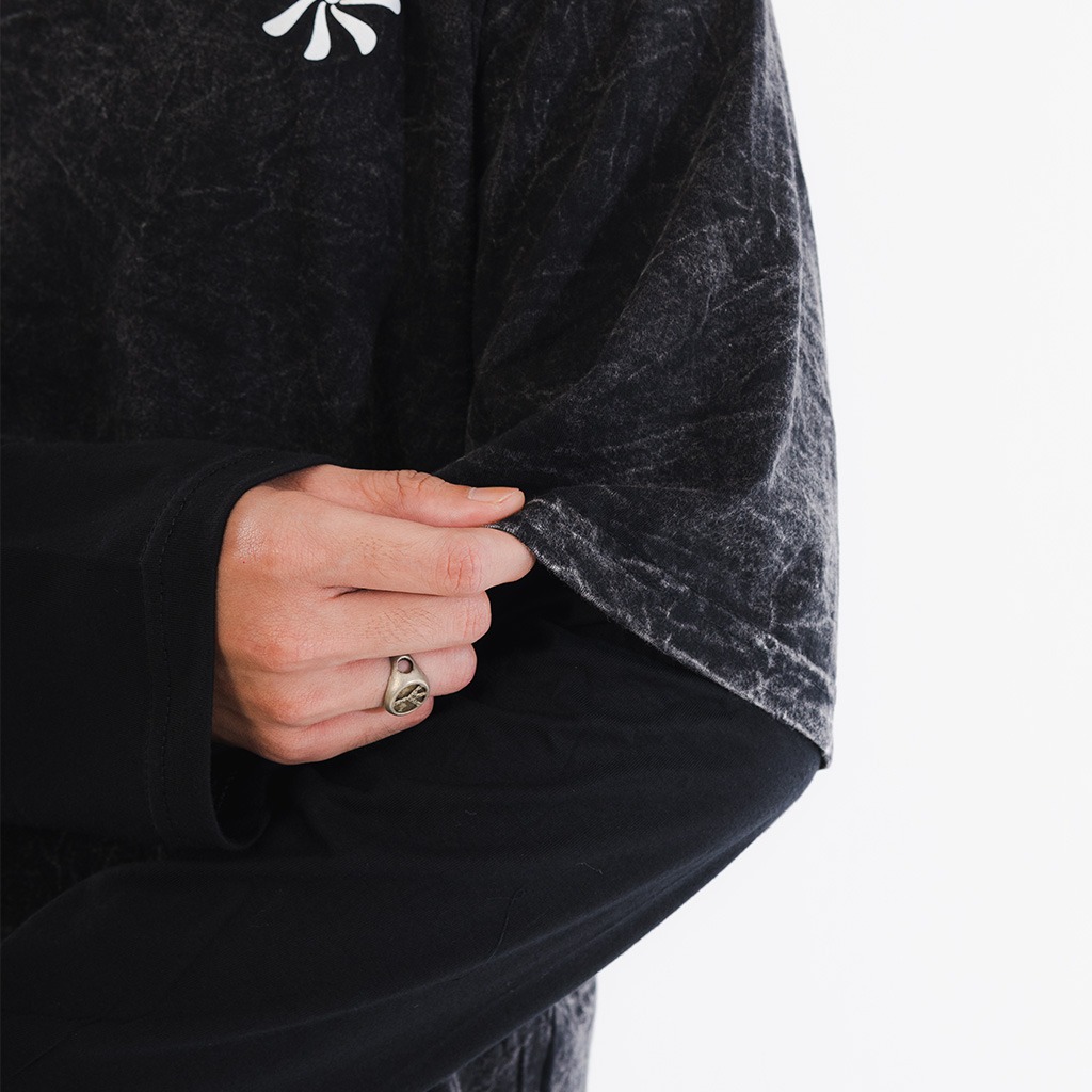 Mailo - DoubleSleeve Oversized Tshirt Washing Lifer Black