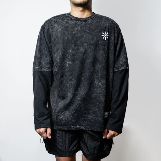 Image of Mailo - DoubleSleeve Oversized Tshirt Washing Lifer Black
