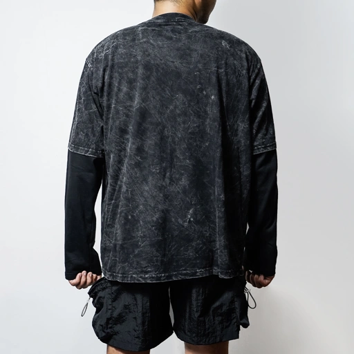 Image of Mailo - DoubleSleeve Oversized Tshirt Washing Lifer Black