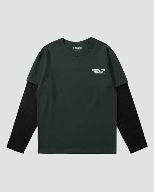 Image of Mailo - Kaos DoubleSleeve Oversized Tshirt Roam Black