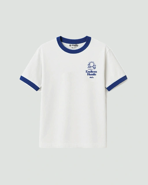 Image of Mailo - Regular Ringer Tee Hustle White Blue