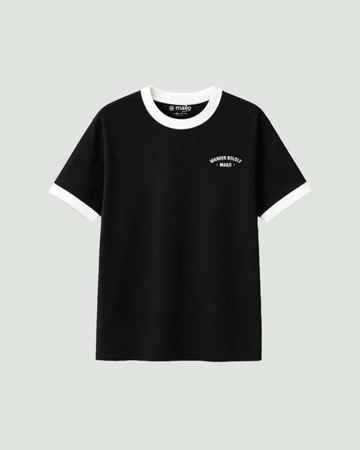 Image of Mailo - Regular Ringer Tee Strength Black White