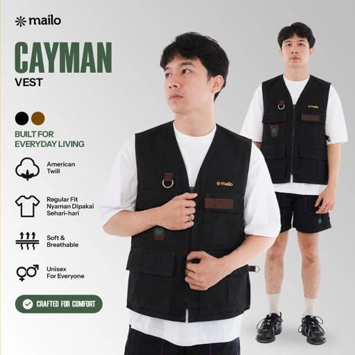 MAILO [Cayman / Olive dan Black] Vest Rompi Utility Tactical Casual Streetwear Cotton American Twill Pria / Unisex