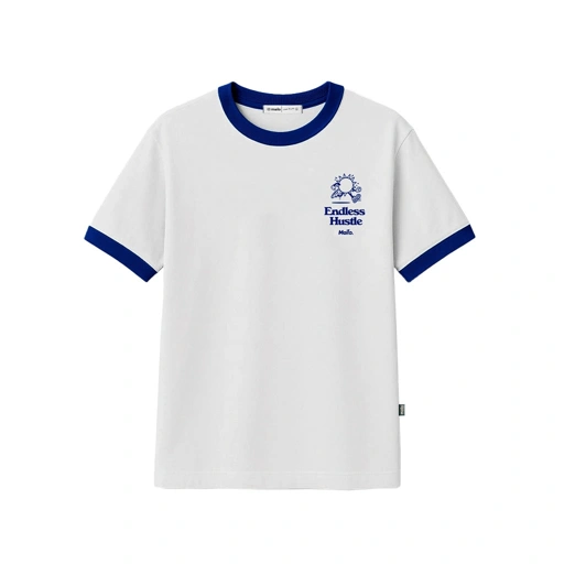 Image of Mailo - Regular Ringer Tee Hustle White Blue