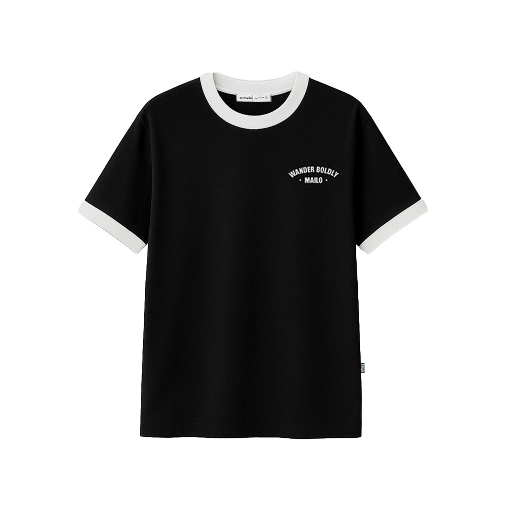 Mailo - Regular Ringer Tee Strength Black White