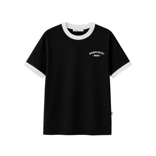 Image of Mailo - Regular Ringer Tee Strength Black White