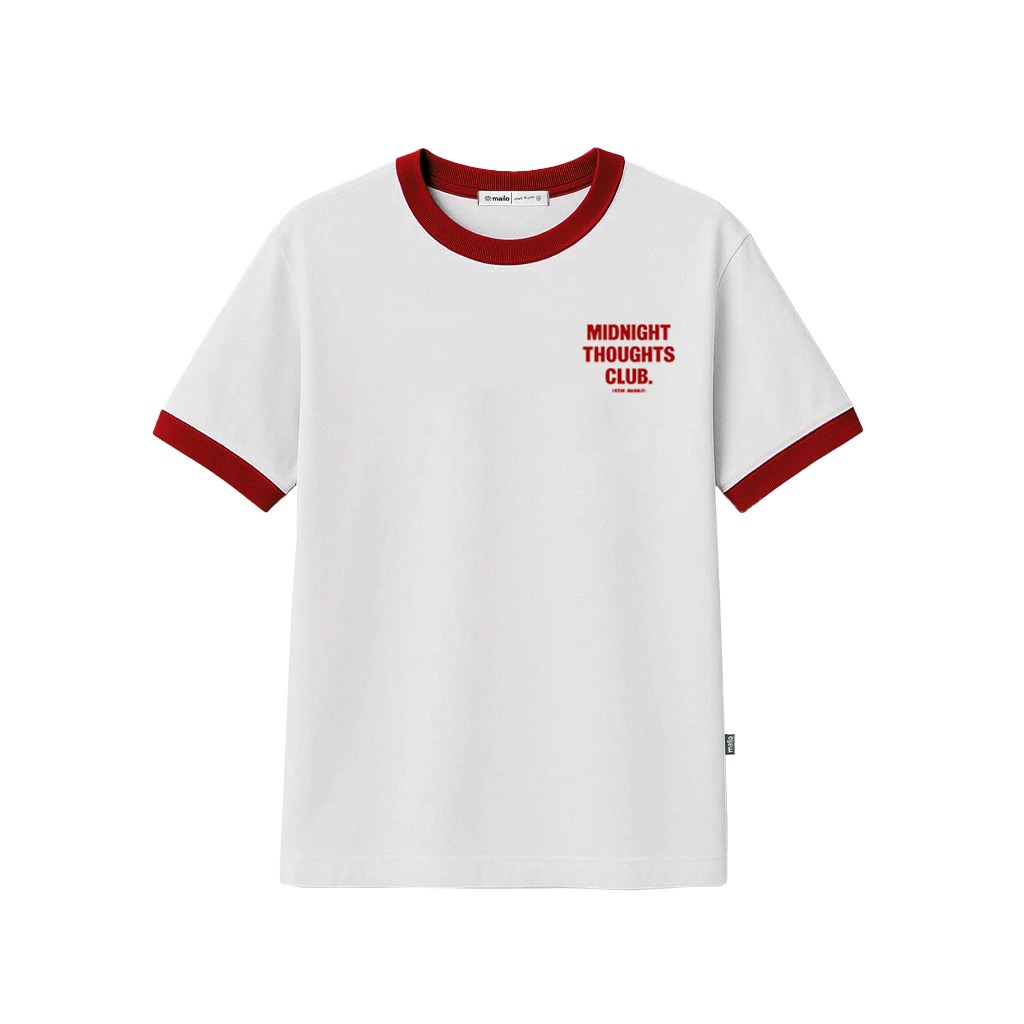 Mailo - Regular Ringer Tee OVT White Red