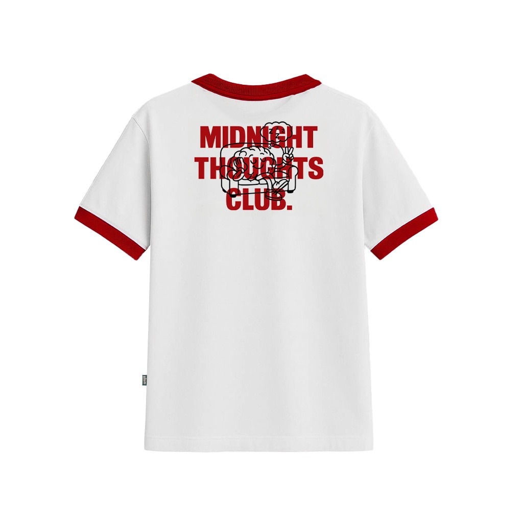 Mailo - Regular Ringer Tee OVT White Red