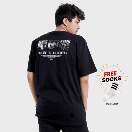 Image of Mailo Tshirt Reguler Black Explore The Wilderness