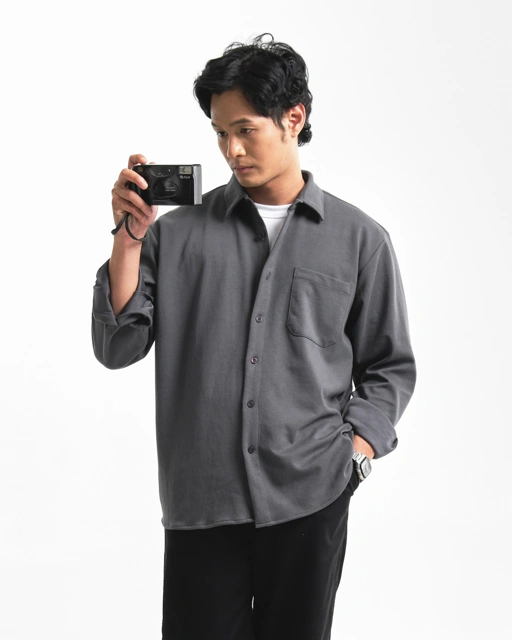 Image of Wilmerstudios Kemeja Oversize Double Knit Lengan Panjang Finch All Variant