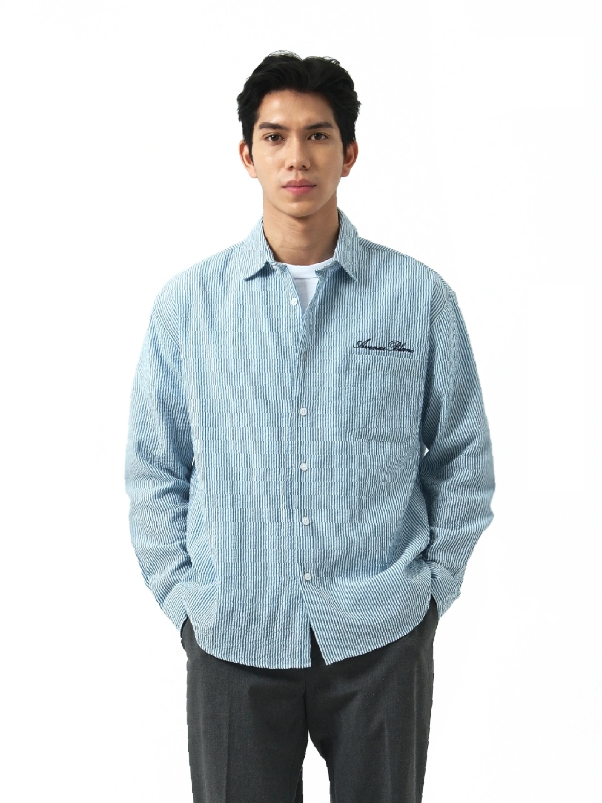 Avenue Stripe Oversized Seersucker Shirt