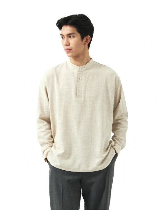 Image of Wilmerstudios Kemeja Linen Henley Oversize Lengan Panjang All Variant Savile