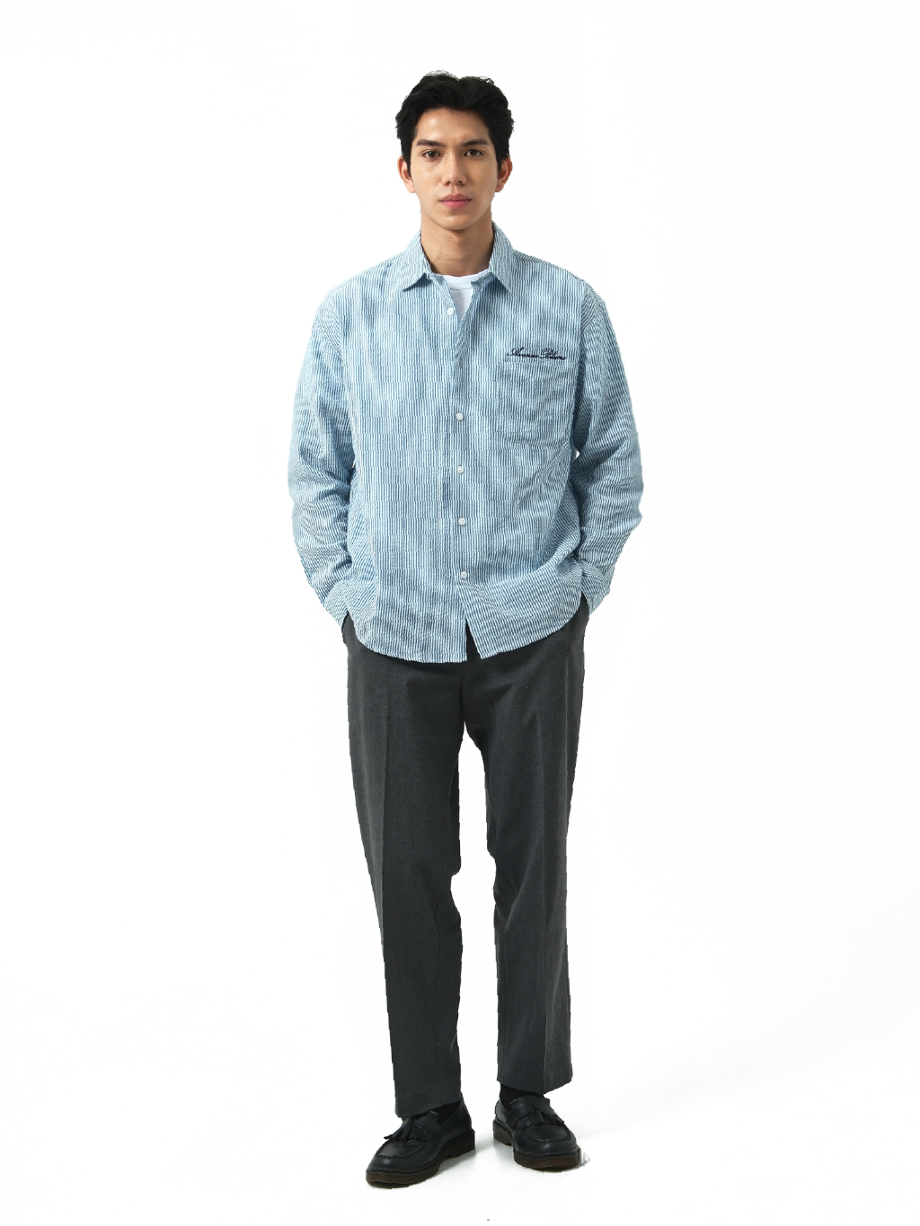 Avenue Stripe Oversized Seersucker Shirt
