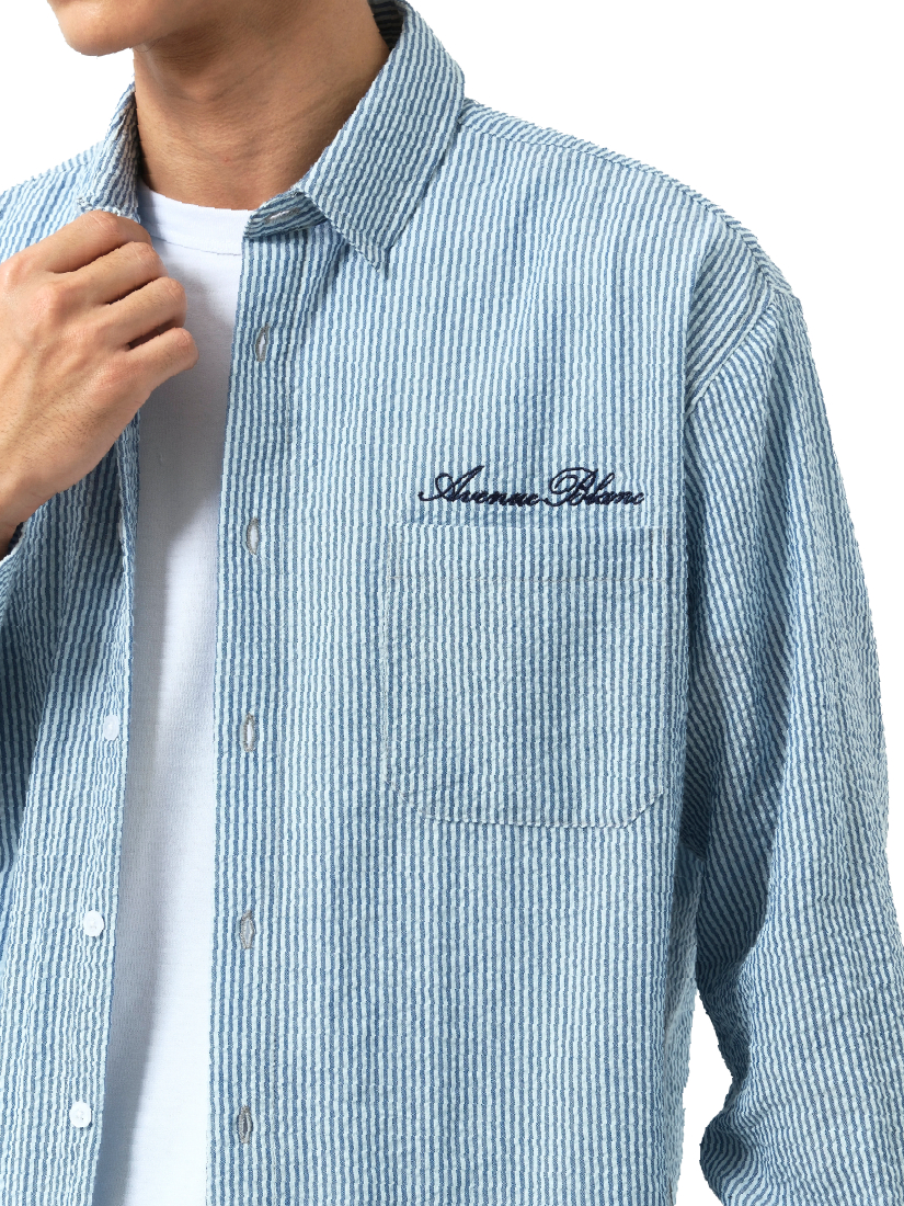 Avenue Stripe Oversized Seersucker Shirt