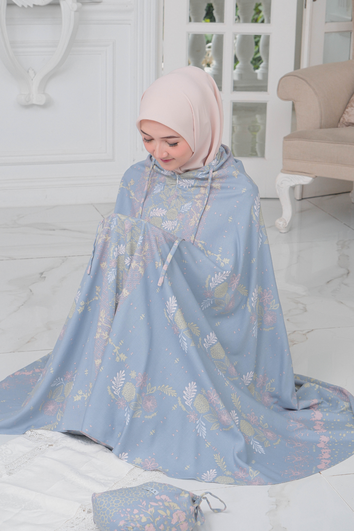 HIRA | Mukena Flora Prayer Set Printing Bahan katun rayon Motif Exclusive Hampers