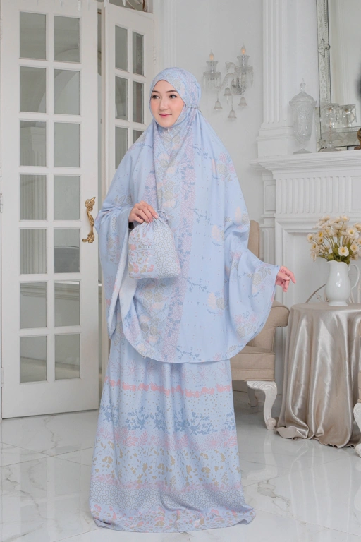 Image of Mukena Flora - Mukena Katun | Cotton Daily Prayer Set | Chalk - FM03.2