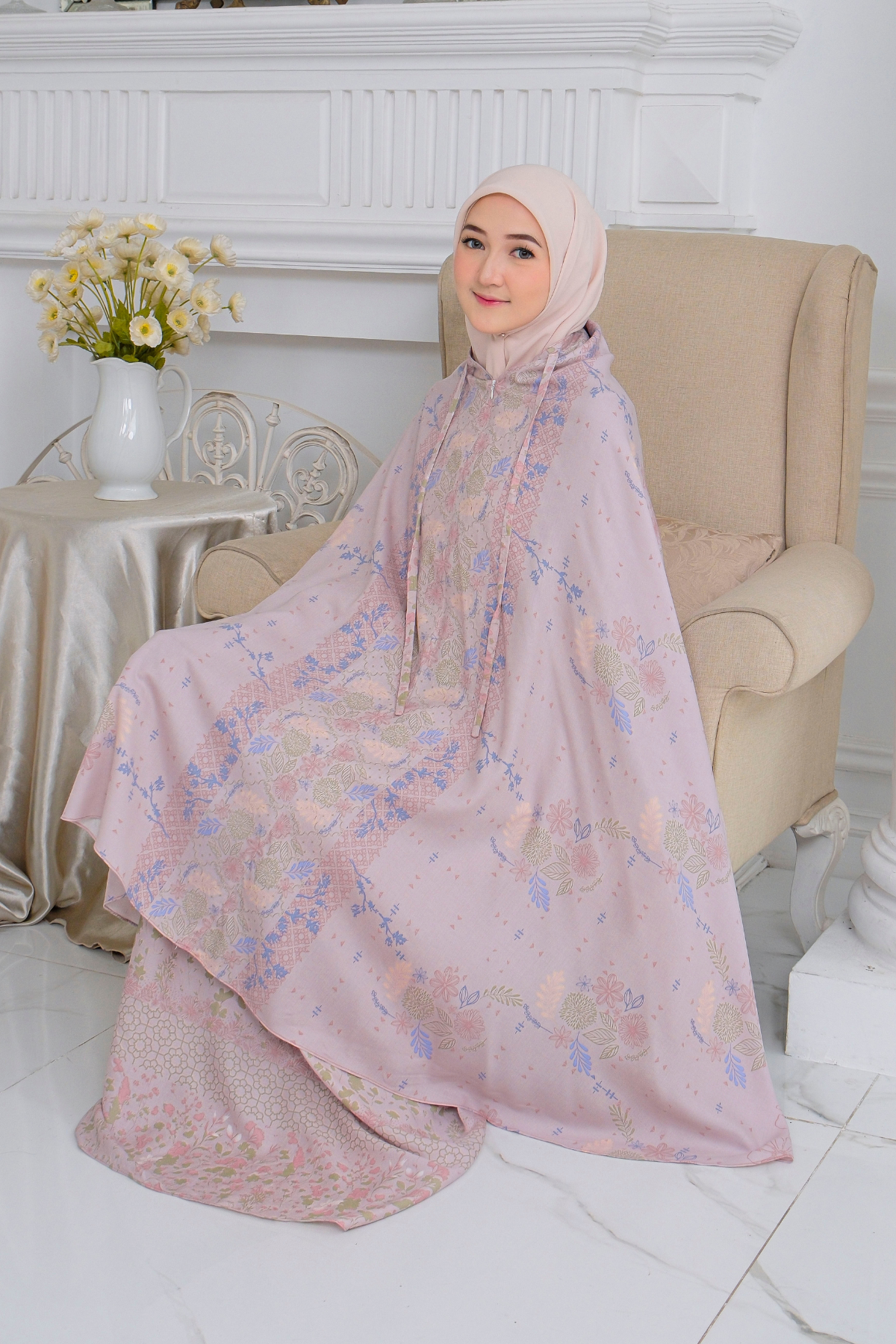 HIRA | Mukena Flora Prayer Set Printing Bahan katun rayon Motif Exclusive Hampers
