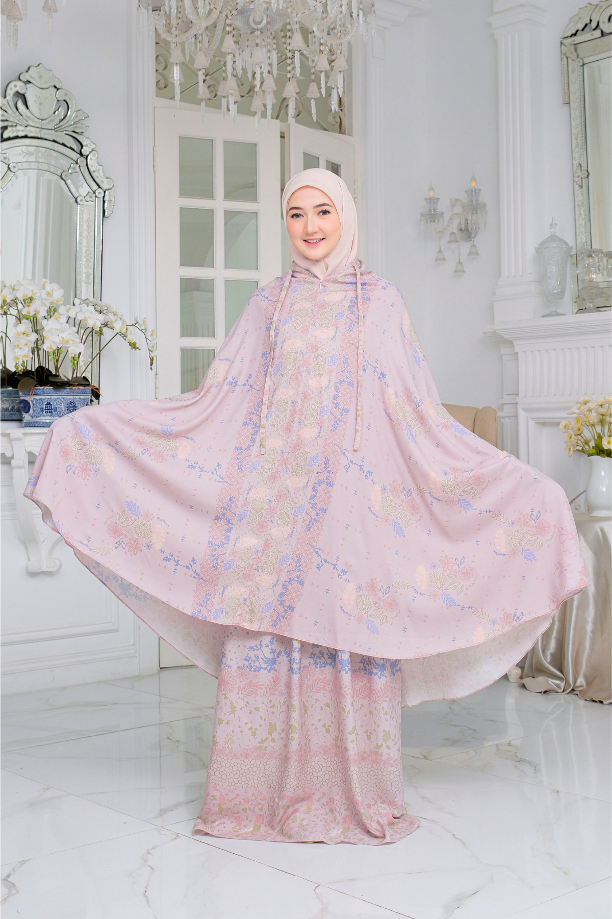 HIRA | Mukena Flora Prayer Set Printing Bahan katun rayon Motif Exclusive Hampers