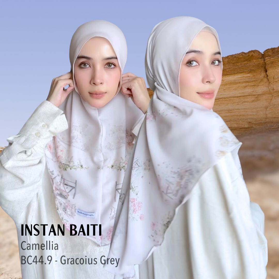 HIRA Instan Baiti - Bergo Camellia Hijab Hamidah | Jilbab Premium Printing Diamond
