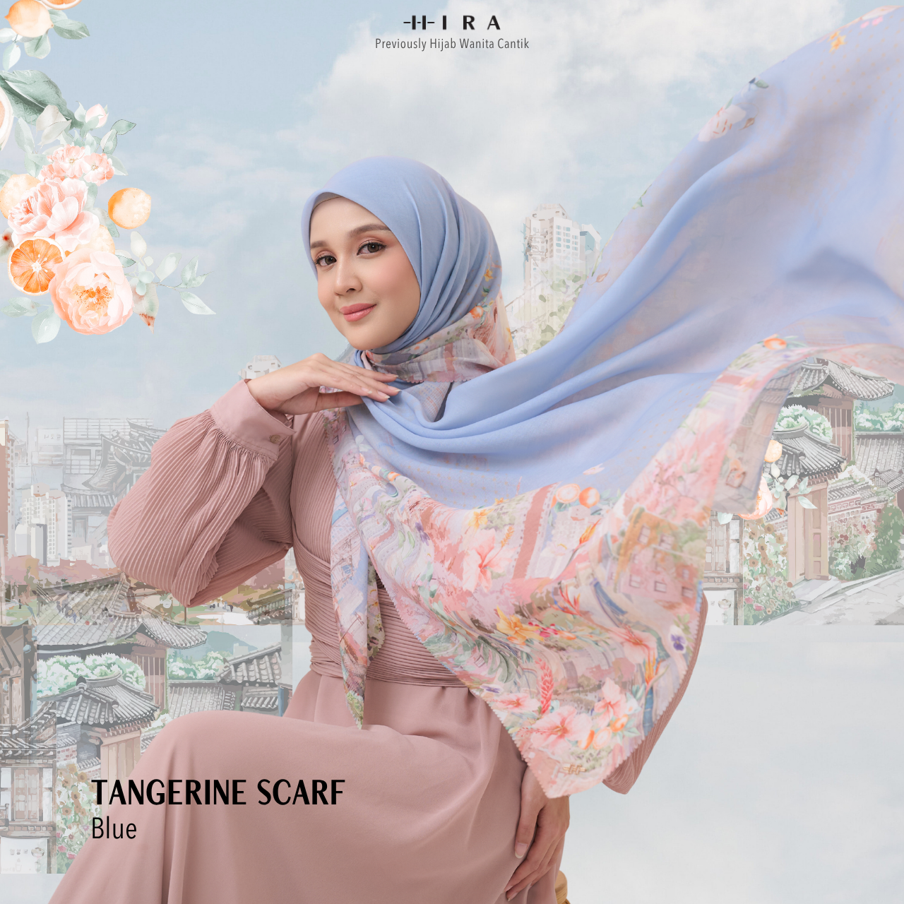 [Buy3 Get1 Free] HIRA - Tangerine Scarf Standar Voal Polycotton & Jumbo | Hijab Motif