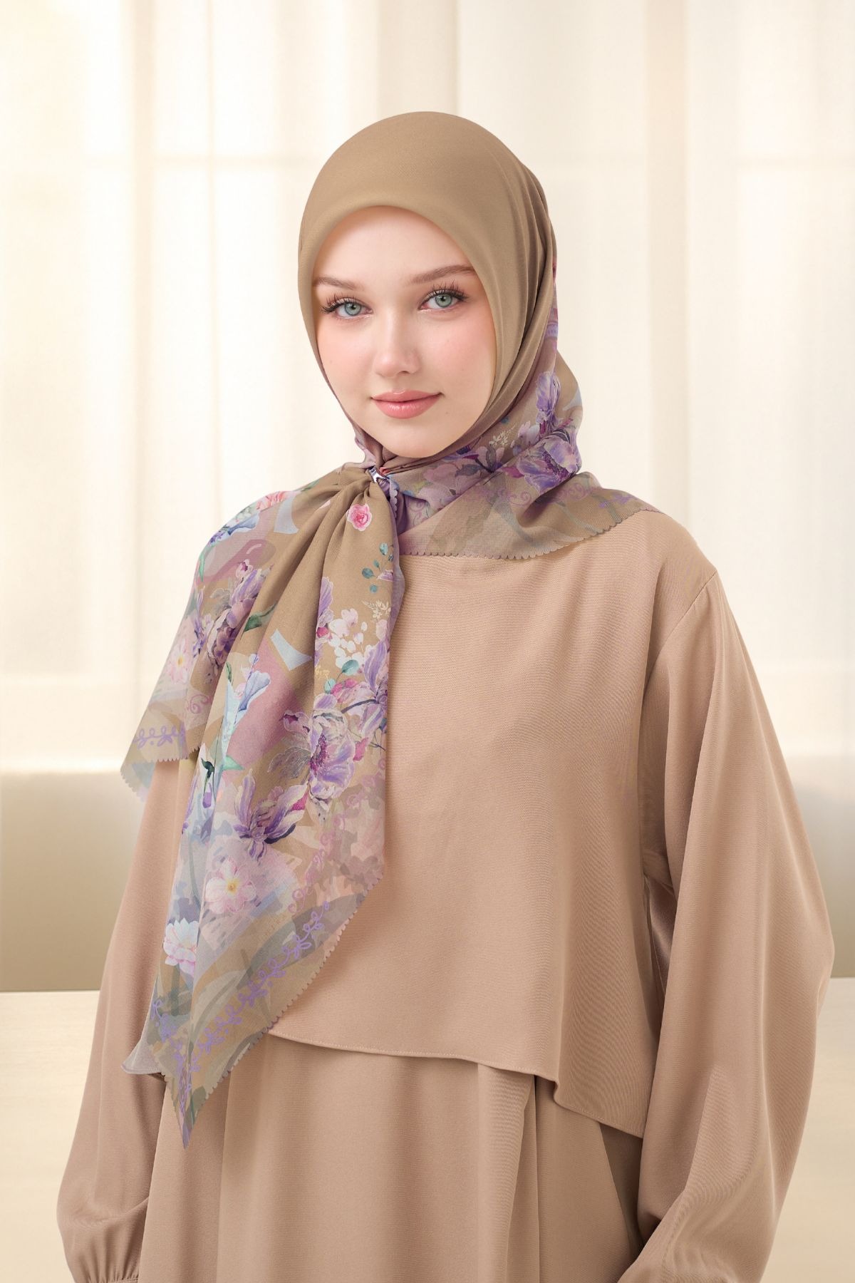 HIRA - LEAF Series Hijab Mirea Scarf Segiempat Voal Motif Printing Premium Lasercut