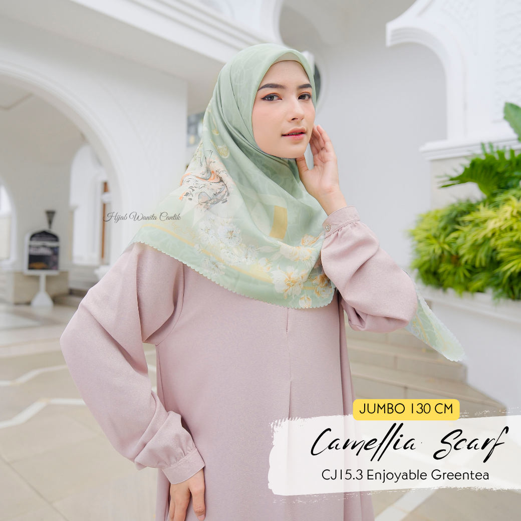 HIRA - Segiempat Camellia Scarf Series | Hijab Voal Motif Premium & Jumbo Polycotton