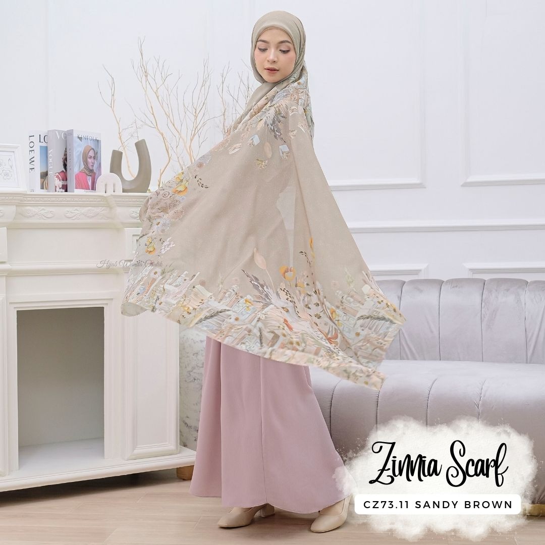 HIRA - Zinnia Scarf Polycotton Standar & Jumbo | Hijab Segi Empat Motif