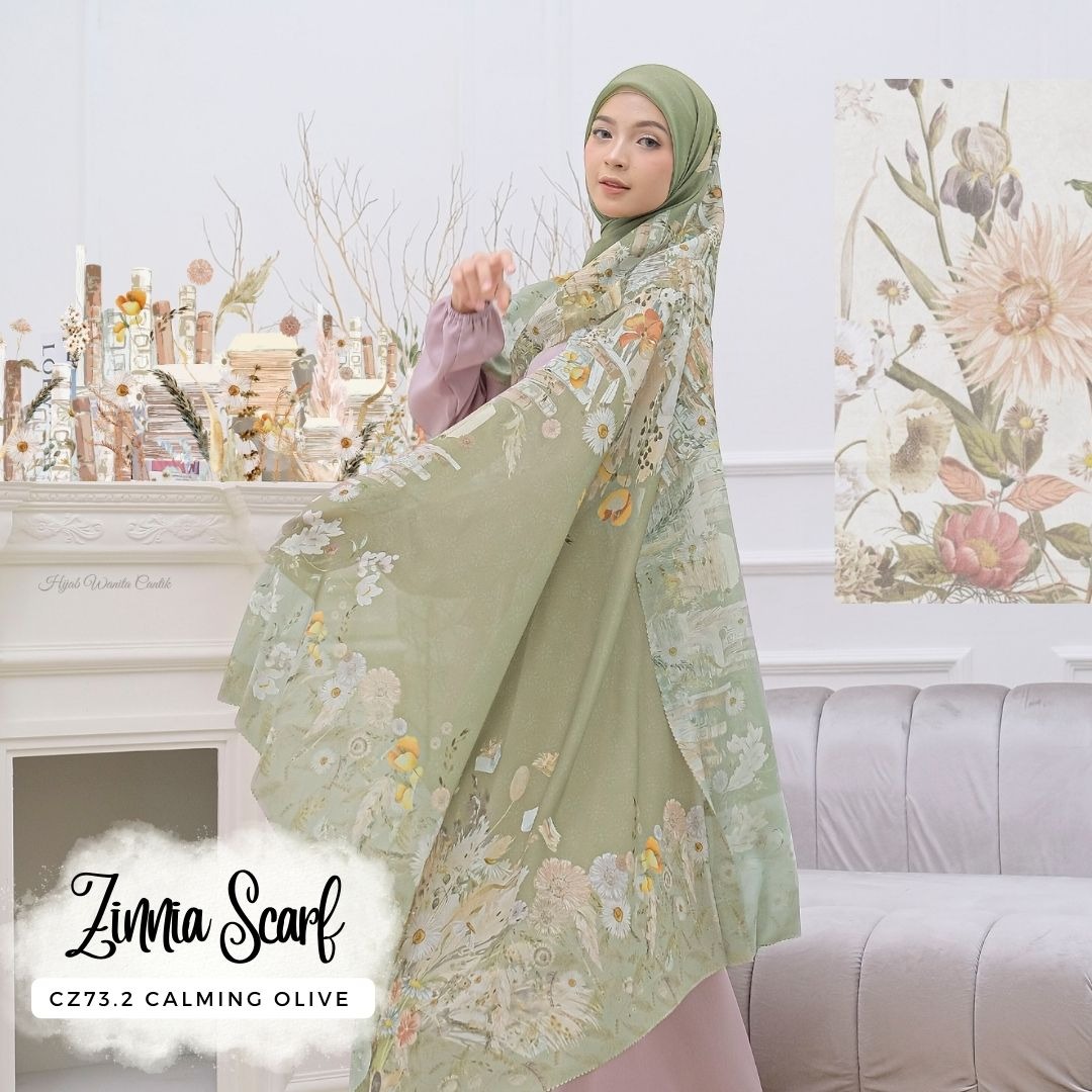 HIRA - Zinnia Scarf Polycotton Standar & Jumbo | Hijab Segi Empat Motif