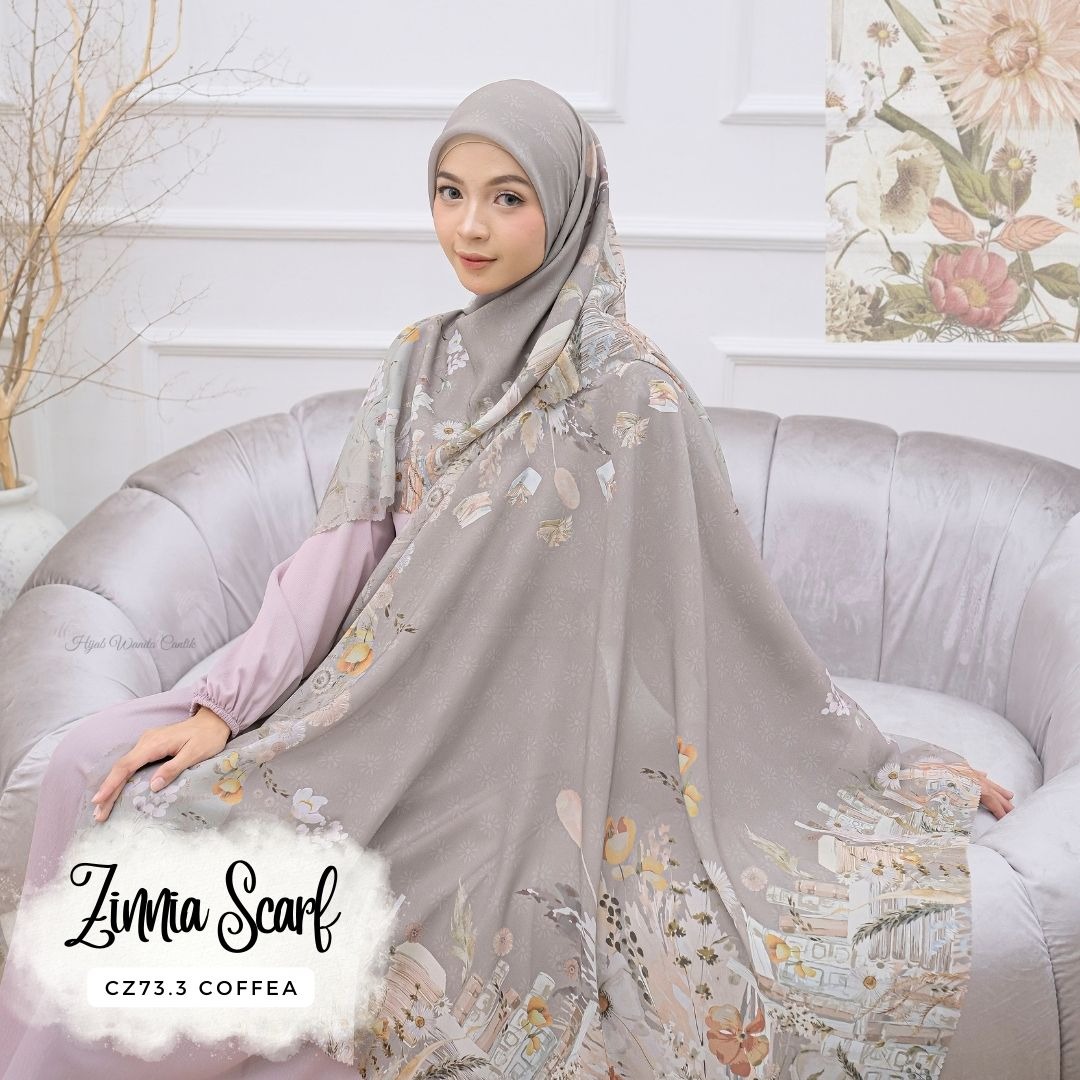 HIRA - Zinnia Scarf Polycotton Standar & Jumbo | Hijab Segi Empat Motif