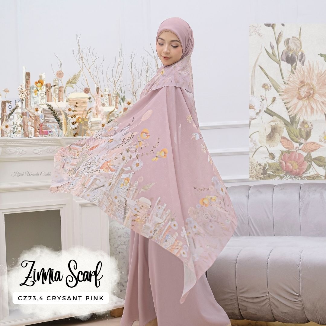 HIRA - Zinnia Scarf Polycotton Standar & Jumbo | Hijab Segi Empat Motif