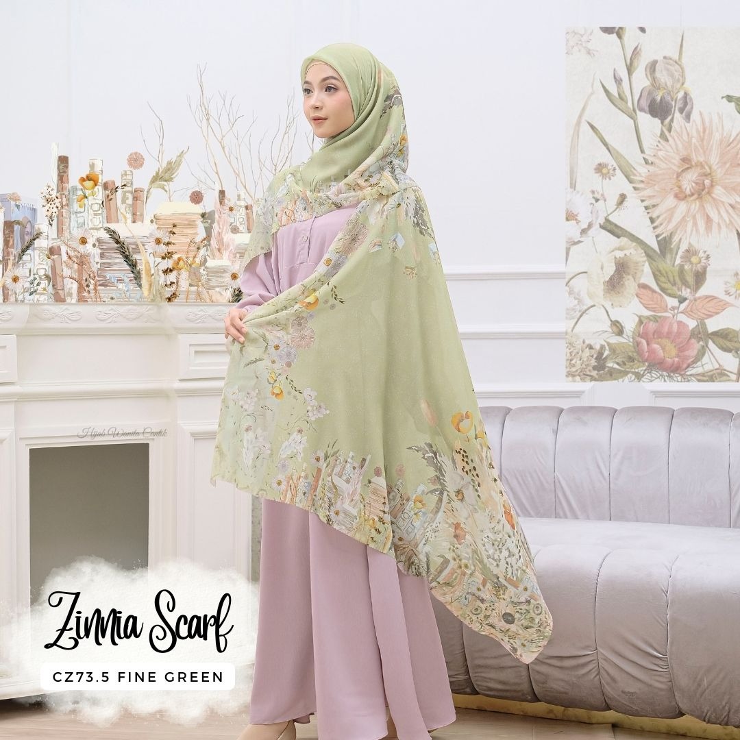 HIRA - Zinnia Scarf Polycotton Standar & Jumbo | Hijab Segi Empat Motif