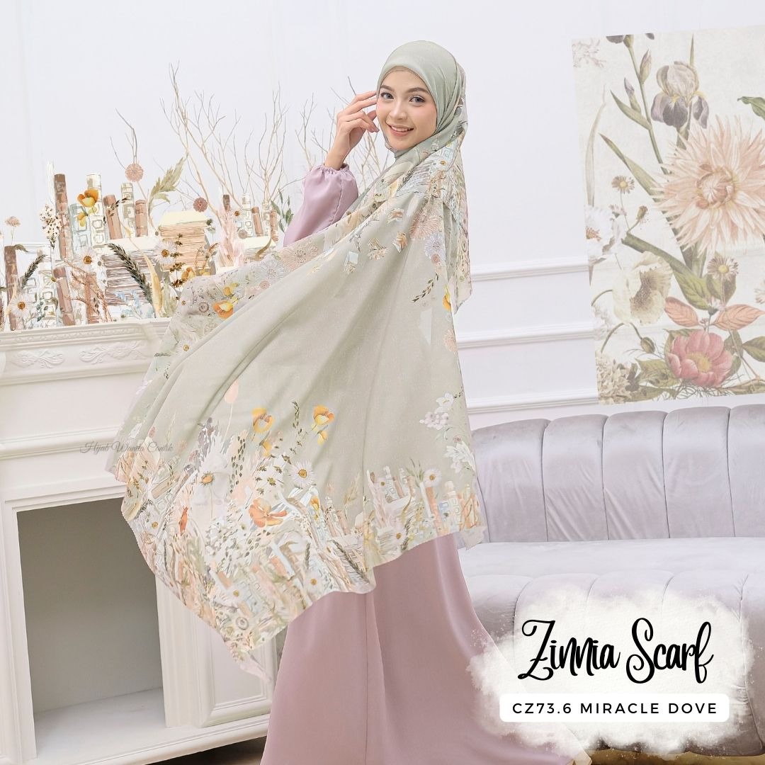 HIRA - Zinnia Scarf Polycotton Standar & Jumbo | Hijab Segi Empat Motif