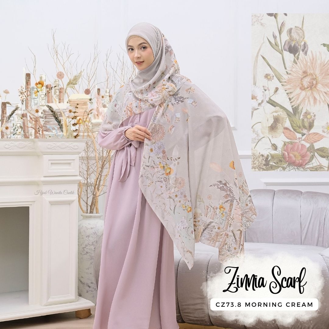 HIRA - Zinnia Scarf Polycotton Standar & Jumbo | Hijab Segi Empat Motif