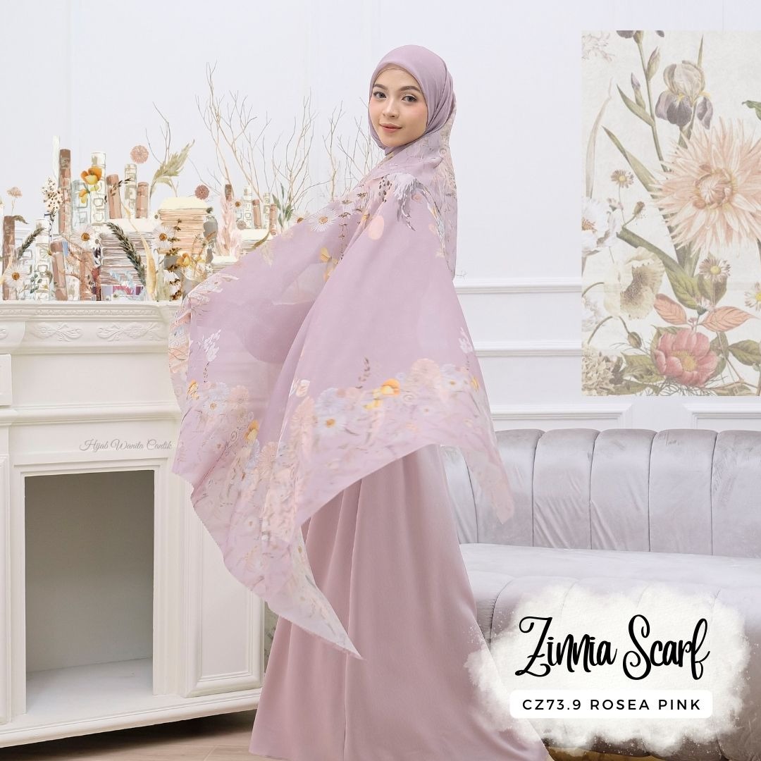 HIRA - Zinnia Scarf Polycotton Standar & Jumbo | Hijab Segi Empat Motif