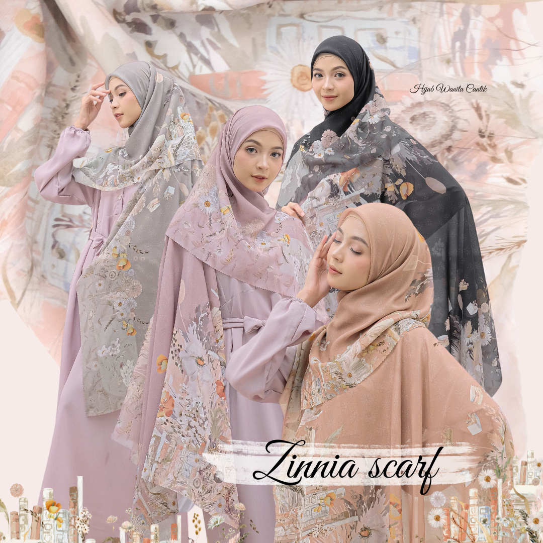HIRA - Zinnia Scarf Polycotton Standar & Jumbo | Hijab Segi Empat Motif