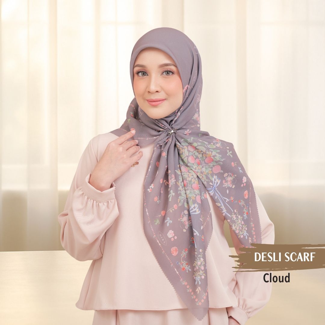 [Buy3 Get1 Free] HIRA -   Desly Scarf  Series Hijab Voal Pollycotton Motif Premium Lasercut