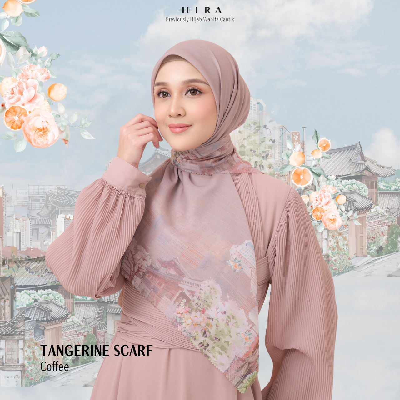 [Buy3 Get1 Free] HIRA - Tangerine Scarf Standar Voal Polycotton & Jumbo | Hijab Motif