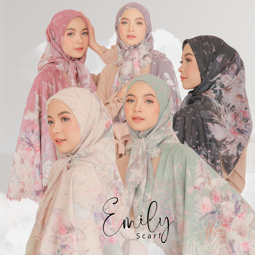 [Buy3 Get1 Free]  HIRA - Emily Scarf Polycotton Standar & Jumbo | Hijab Motif Vintage