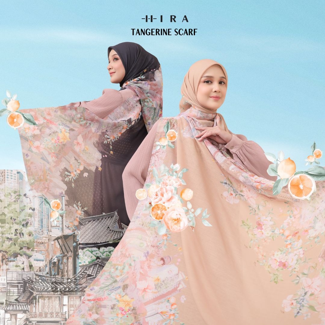[Buy3 Get1 Free] HIRA - Tangerine Scarf Standar Voal Polycotton & Jumbo | Hijab Motif