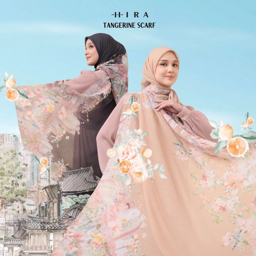 Image of HIRA - Tangerine Scarf Standar Voal Polycotton & Jumbo | Hijab Segi Empat Motif