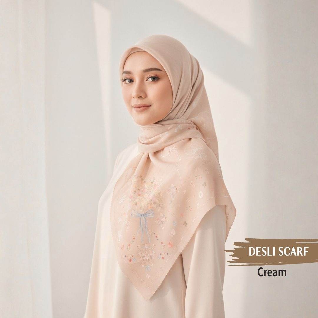 [Buy3 Get1 Free] HIRA -   Desly Scarf  Series Hijab Voal Pollycotton Motif Premium Lasercut